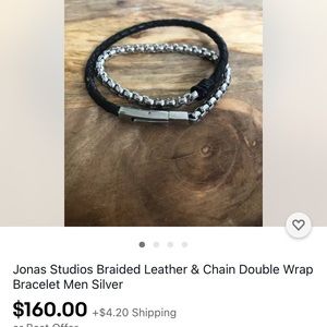 Braided Leather & Chain Double Wrap Bracelet